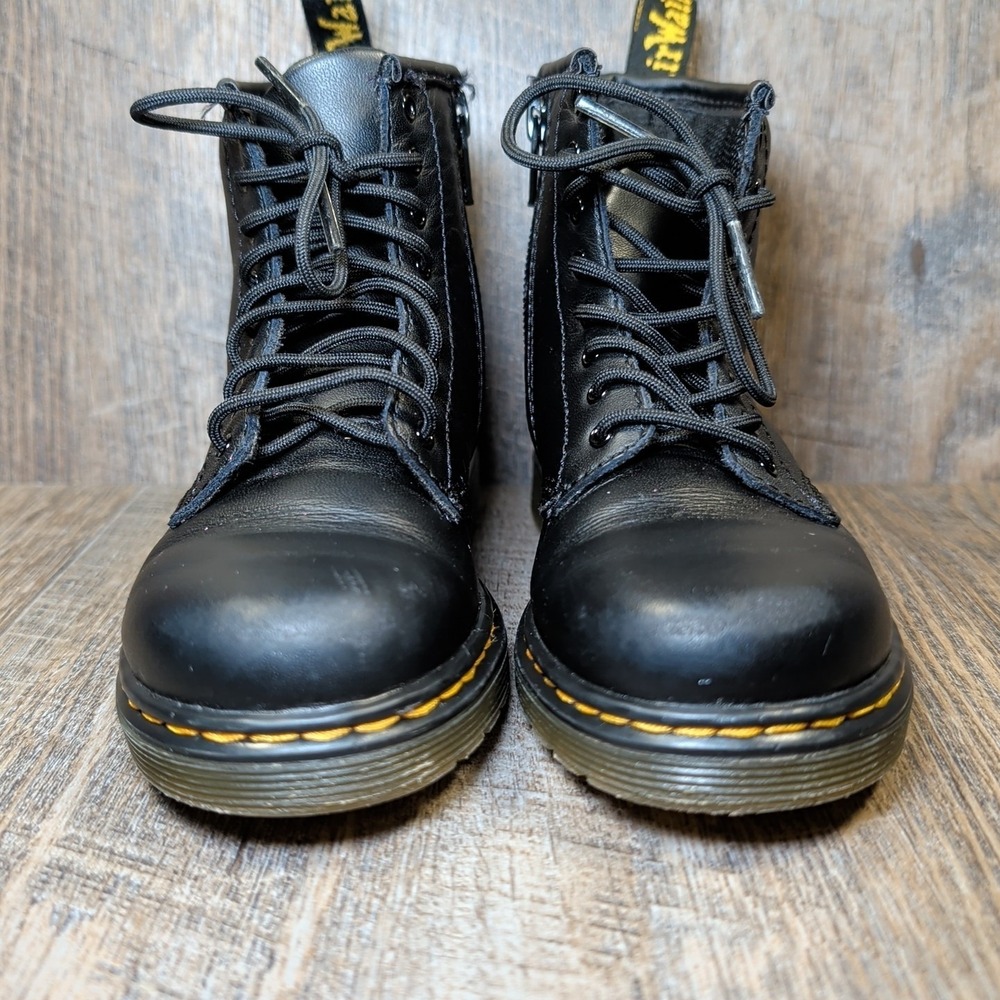 Dr. Martens Unisex Toddler Child Youth Boots Size 10 C Side Zip Black 8 Eyelets - Picture 3 of 13